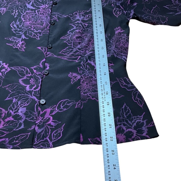 DUE PER DUE 100% Silk Vintage Button Front Blouse Removable Shoulder Pads Sz 6 - Picture 6 of 8